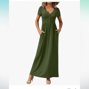 Army Green Grecerelle Maxi Dress